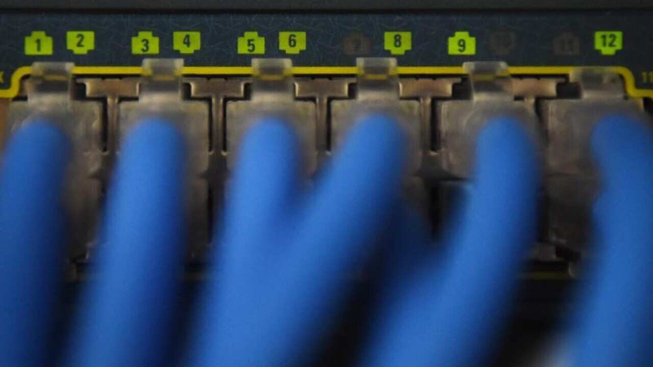 Ethernet cables in a server room