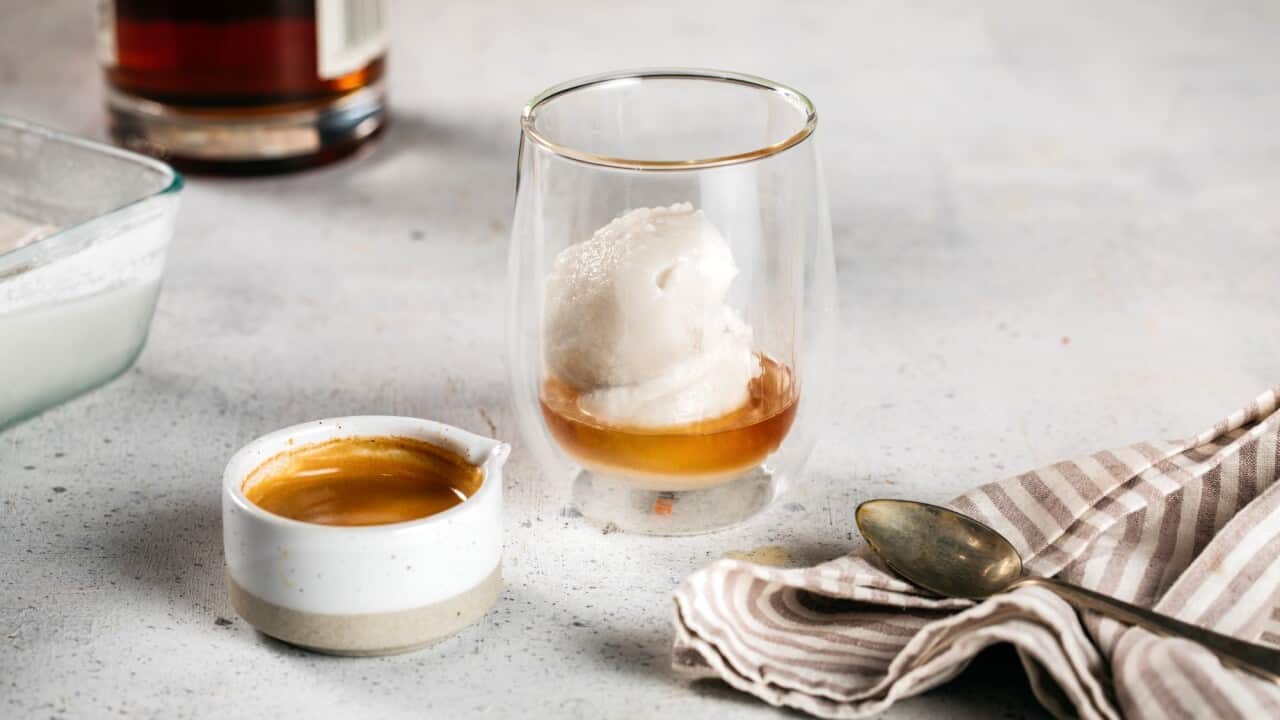 Coconut, affogato with dark rum