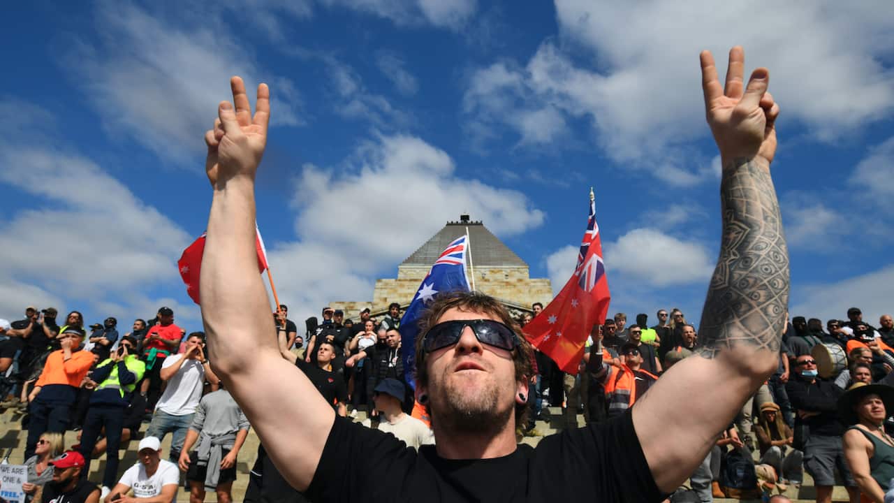 Protesters descended on the Melbourne Shrine of Remembrance on Wednesday