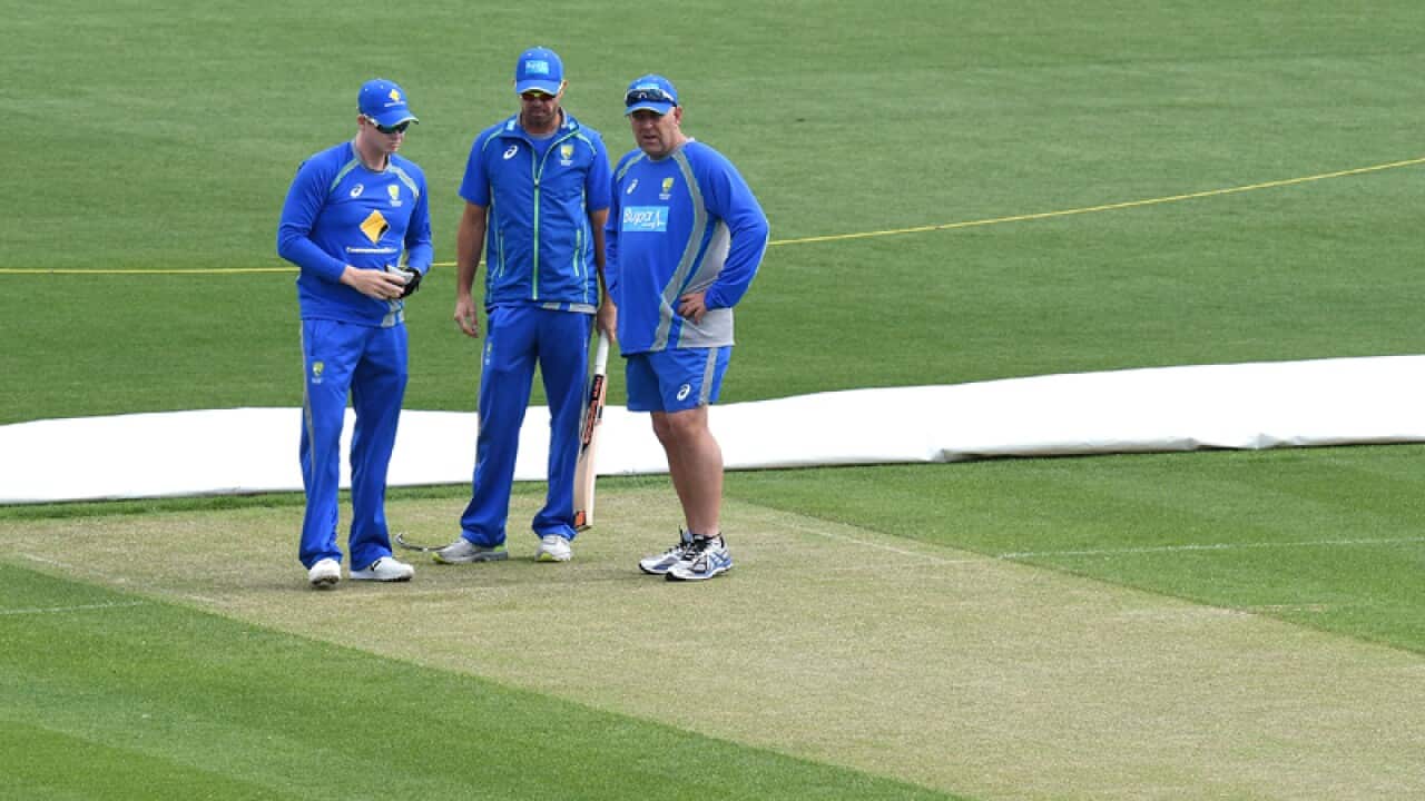 (L-R) Steve Smith, Greg Blewitt and Darren Lehmann