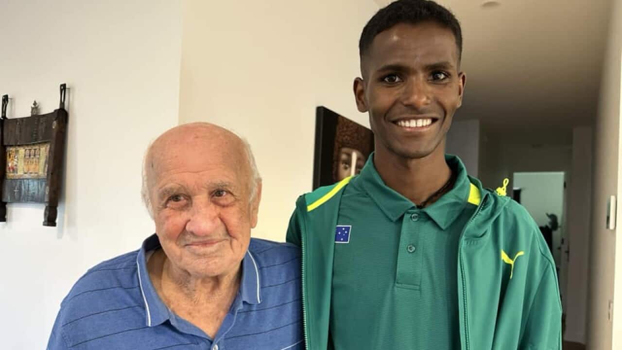 Haftu Strintzos with his Greek grandfather Vassili