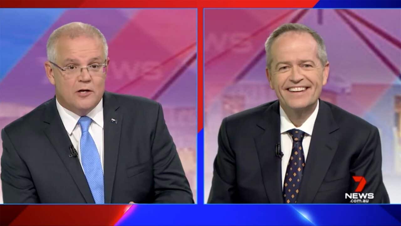 Scott Morrison and Bill Shorten during the televised debate.