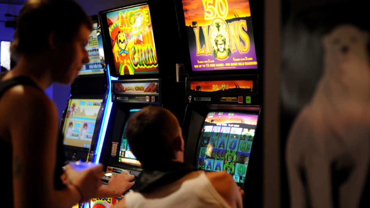 Poker machines inside a hotel