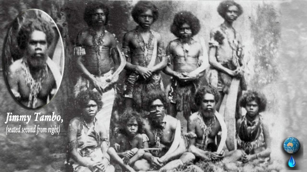 Tambo (likely the man sitting second from right), was one of 9 Aborigines who were circus performers in the 1800s.
(J Cassady - Australian Geograhic)