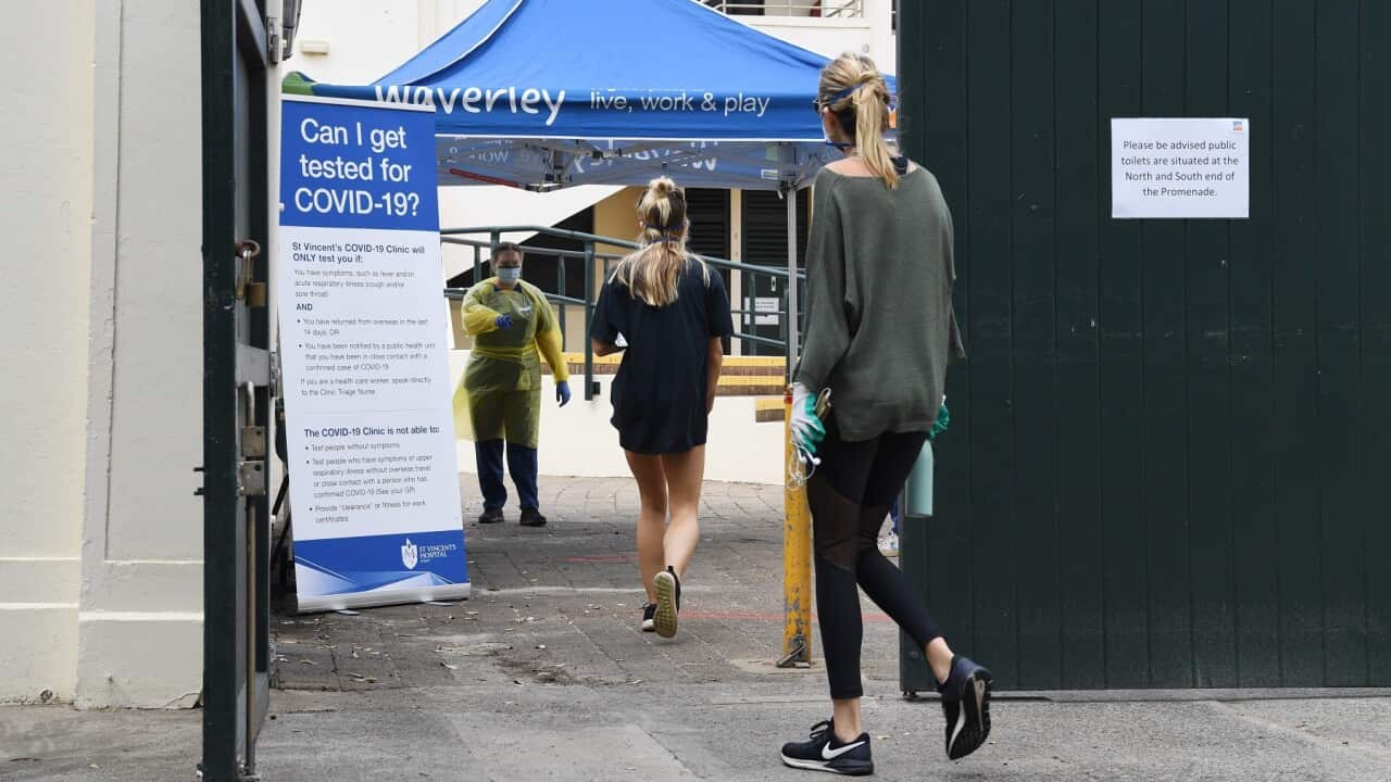 A COVID-19 testing clinic at Bondi Pavilion in Sydney