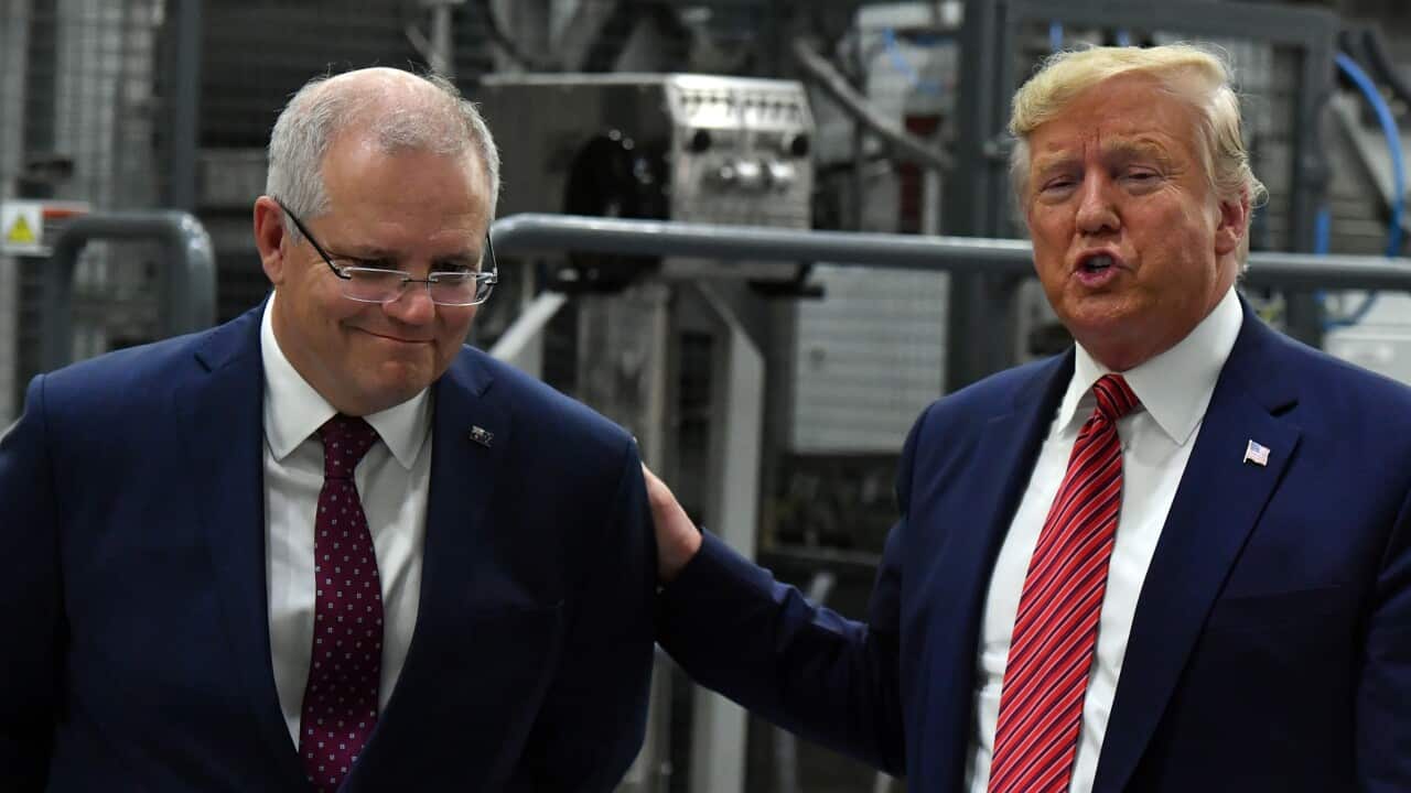 Scott Morrison and Donald Trump at the opening of Pratt Paper Plant (AAP)