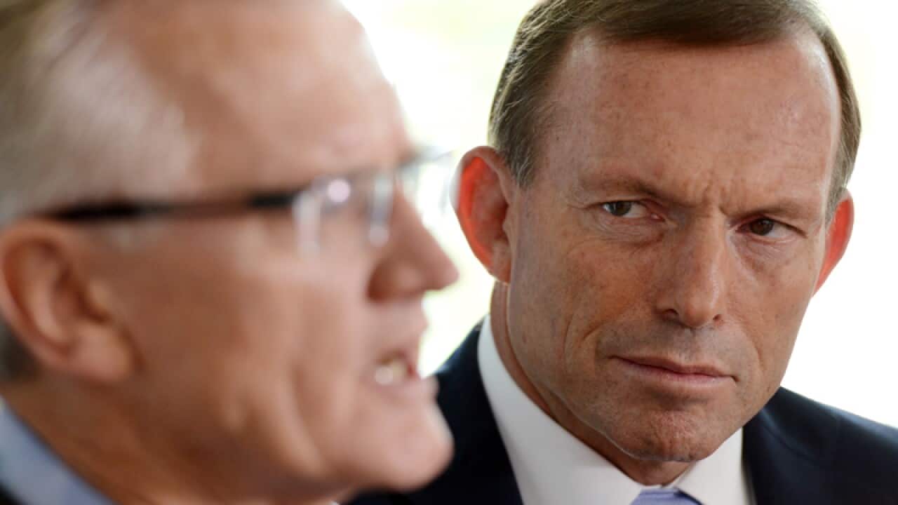 LNP candidate for Griffith Bill Glasson (L) and PM Tony Abbott
