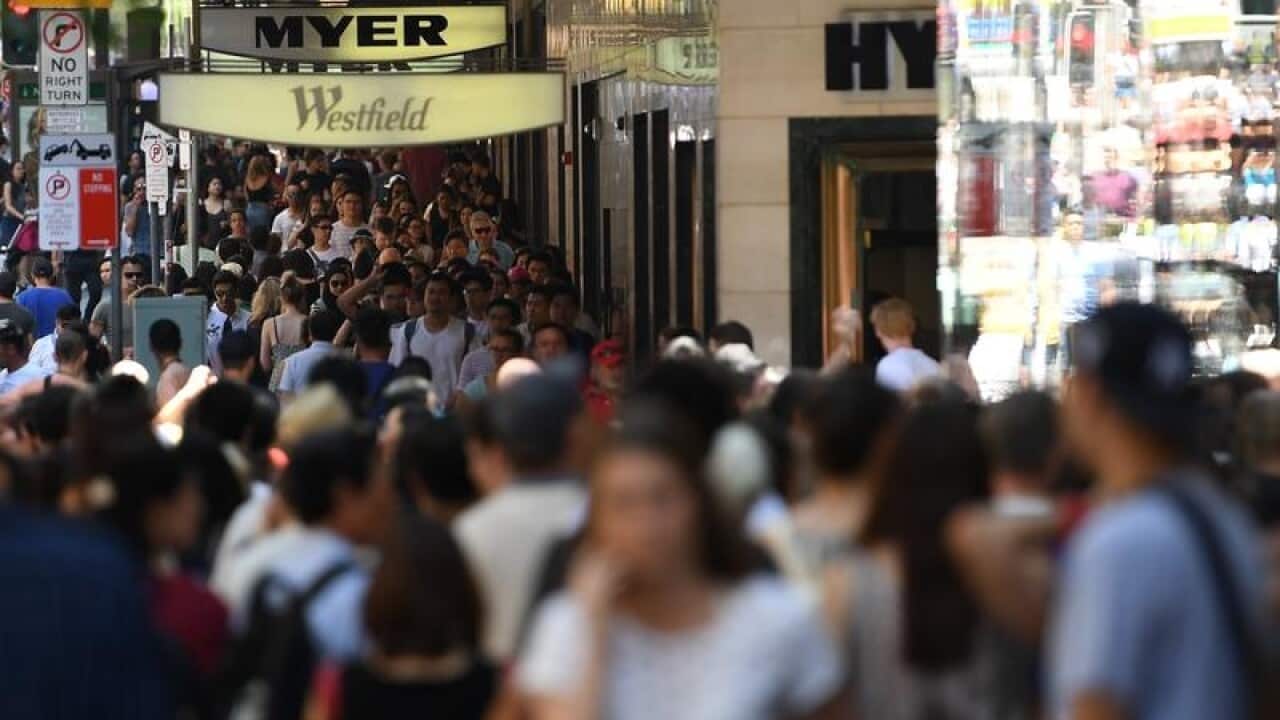 Shoppers in Sydney's Pitt Street Mall.