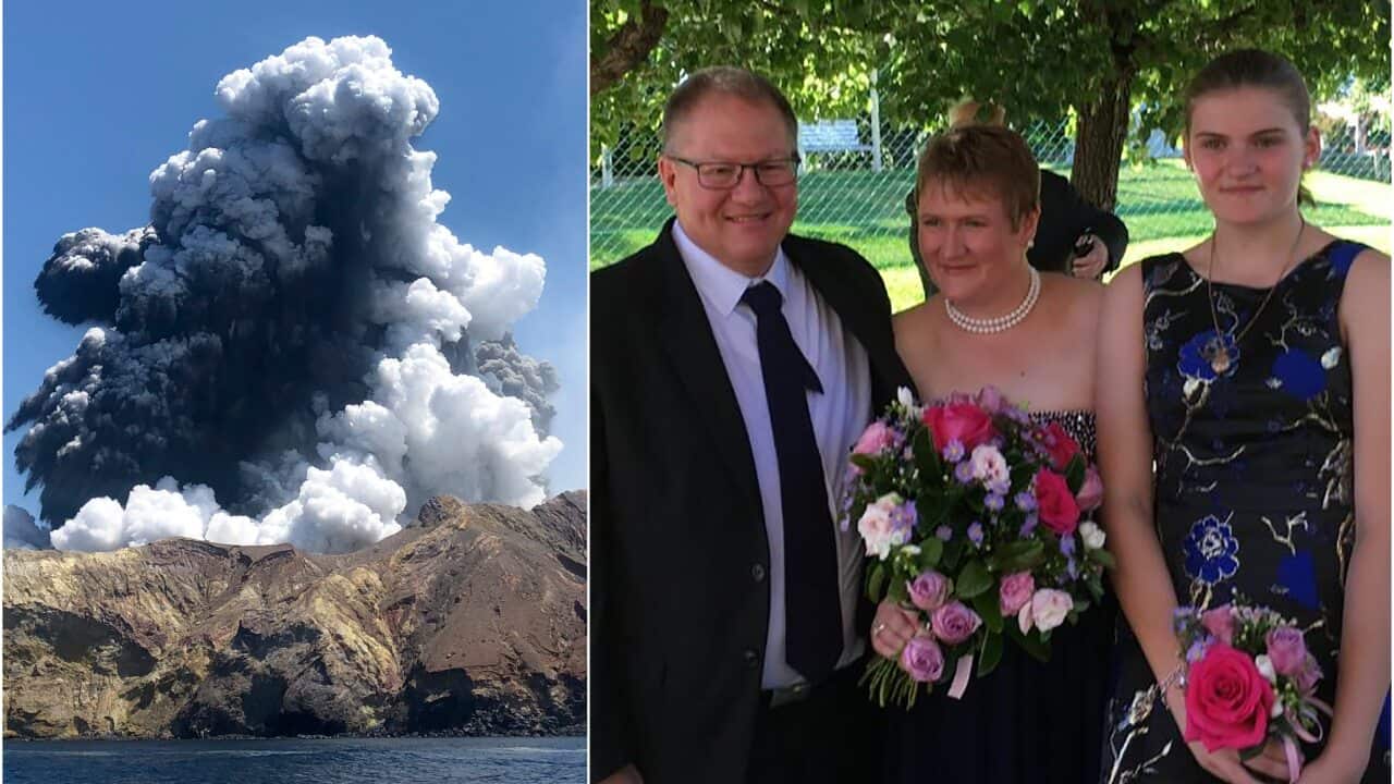 Lisa Dallow (C) has woken up from a coma. Her daughter Zoe Hosking and Gavin Dallow (L) and were killed as a result of the eruption.