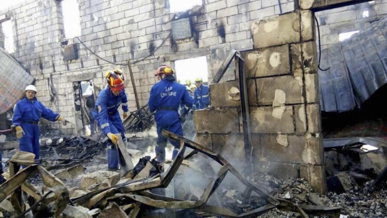 A site of a fire at Litchi, Kiev region, Ukraine