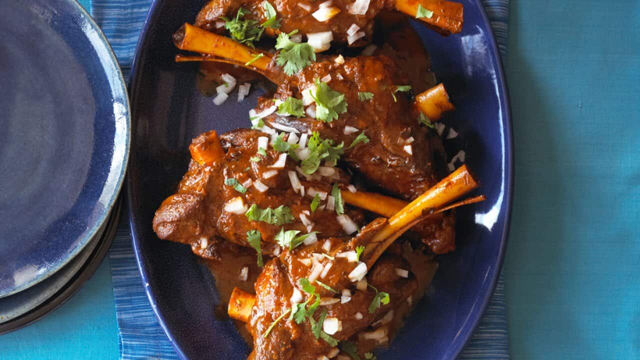 Slow-cooked lamb Kashmir shanks