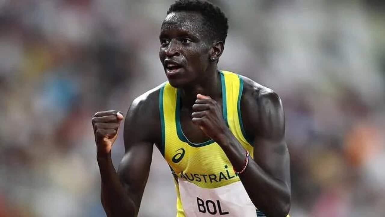 Peter Bol gets pumped.