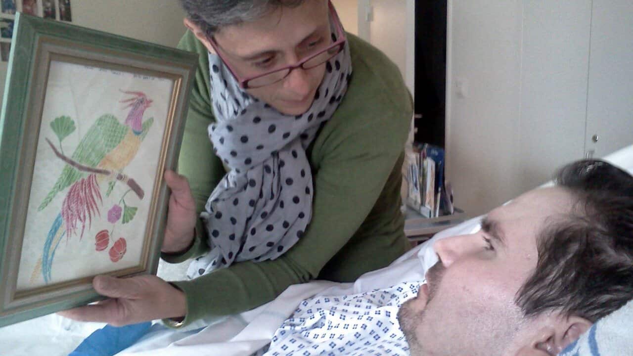 Tetraplegic Vincent Lambert (R) and his mother, (not named) at the hospital, in Reims, France in 2013.