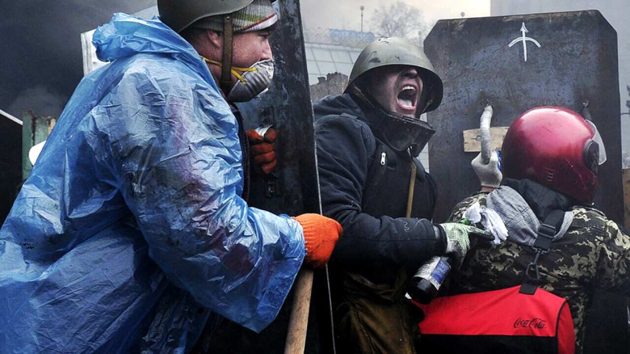Anti-government protesters in Kiev