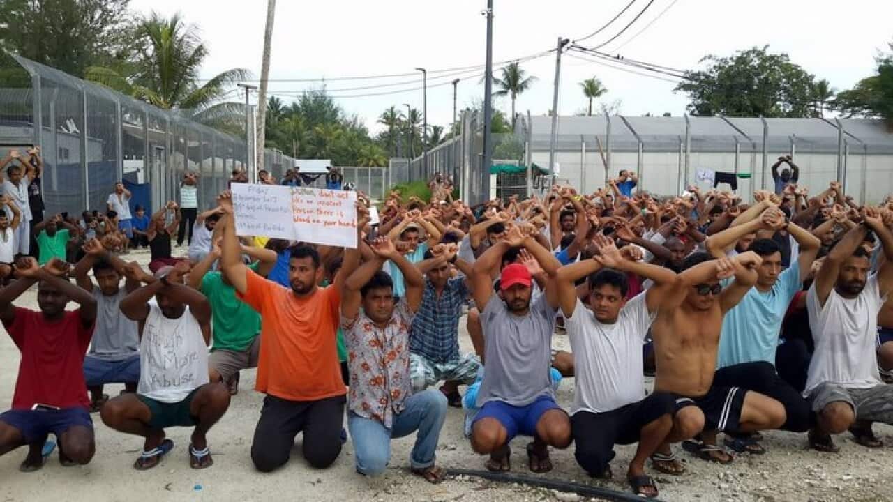 Detainees on Manus Island protest in 2017