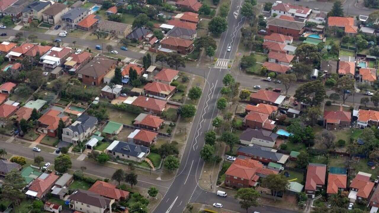 Aerial shot of Sydney housing
