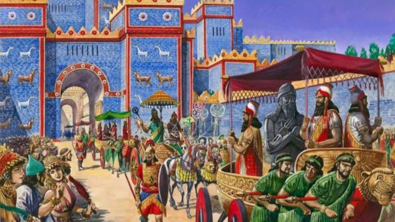 Ancient Babylonian festival procession