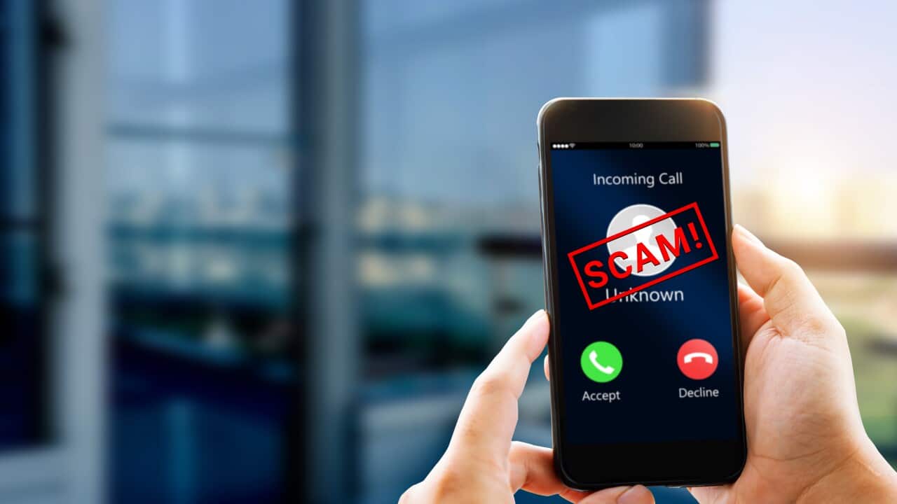 Phone Scam, fraud or phishing concept.