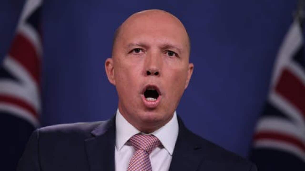 Home Affairs Minister Peter Dutton is pushing to have new security laws passed by parliament as quickly as possible. Dean Lewins/AAP