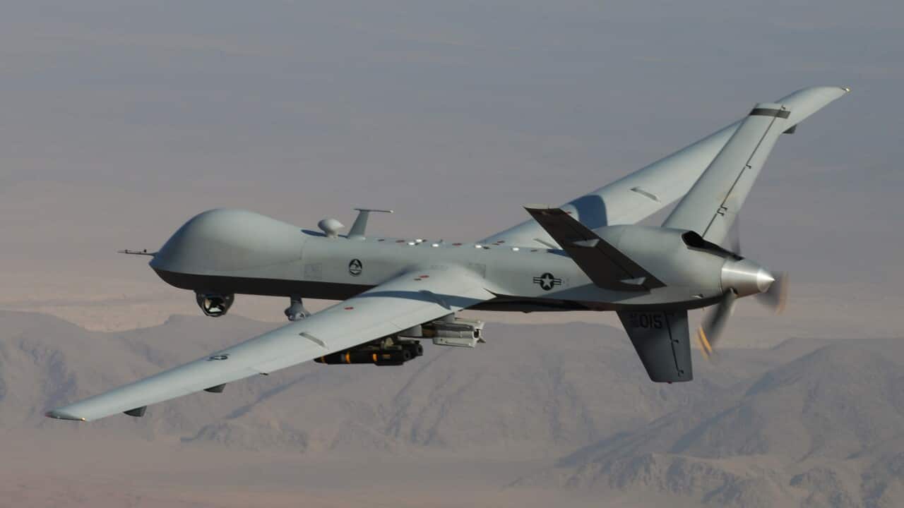 A MQ-9 drone during a combat mission over southern Afghanistan.