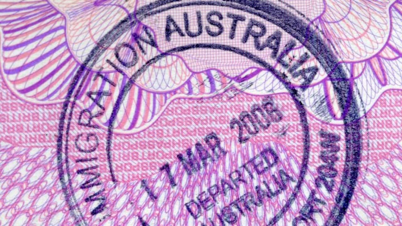 Australian immigration departure passport stamp