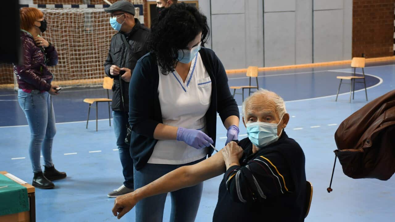 Man receives a booster dose of the vaccine against coronavirus in Croatia.