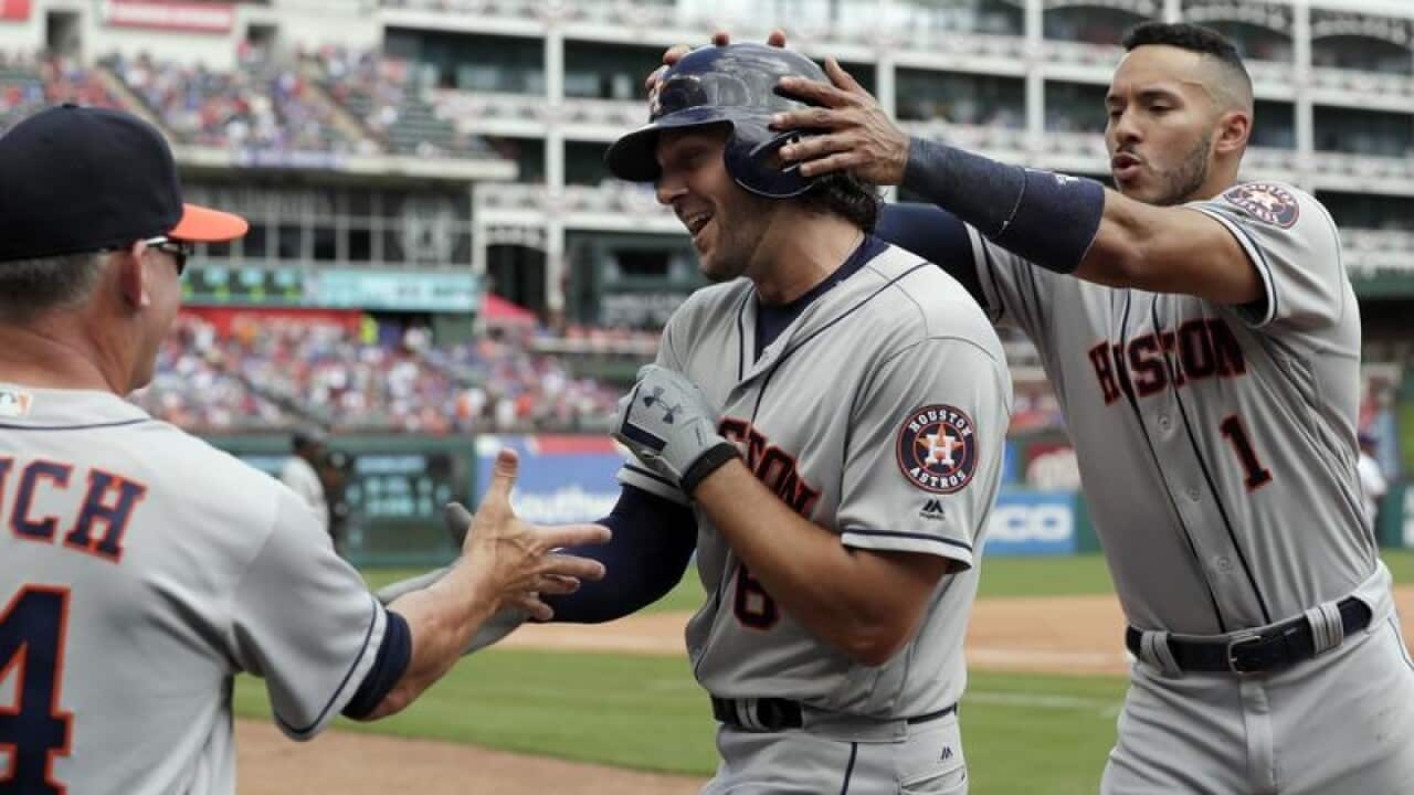 Houston ASWstro players celebrate.