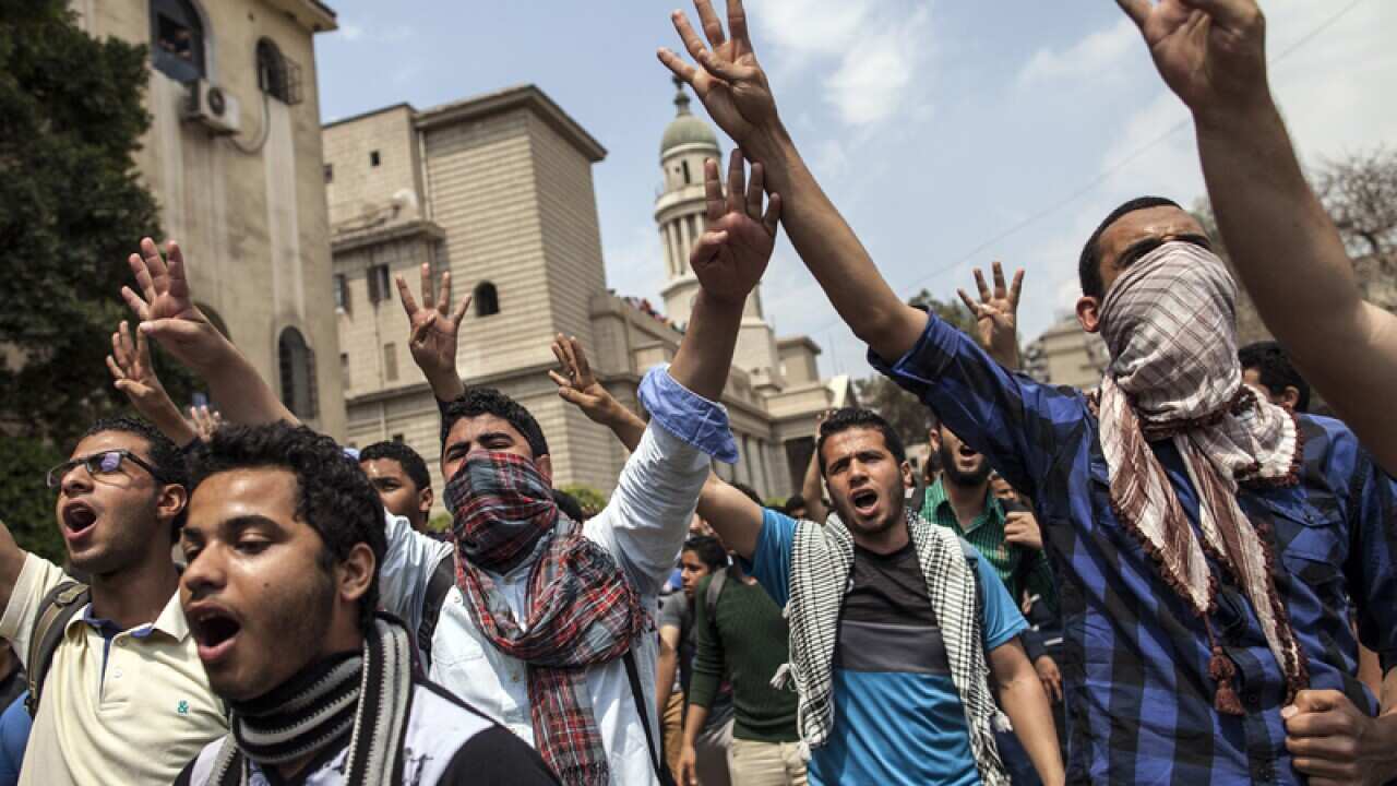 Egyptian students, supporters of the Muslim Brotherhood, demonstrate
