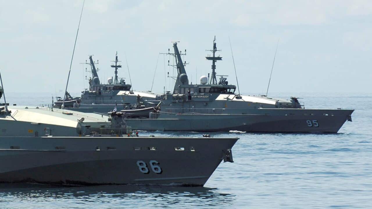 Navy patrol boats off the coast of Western Australia