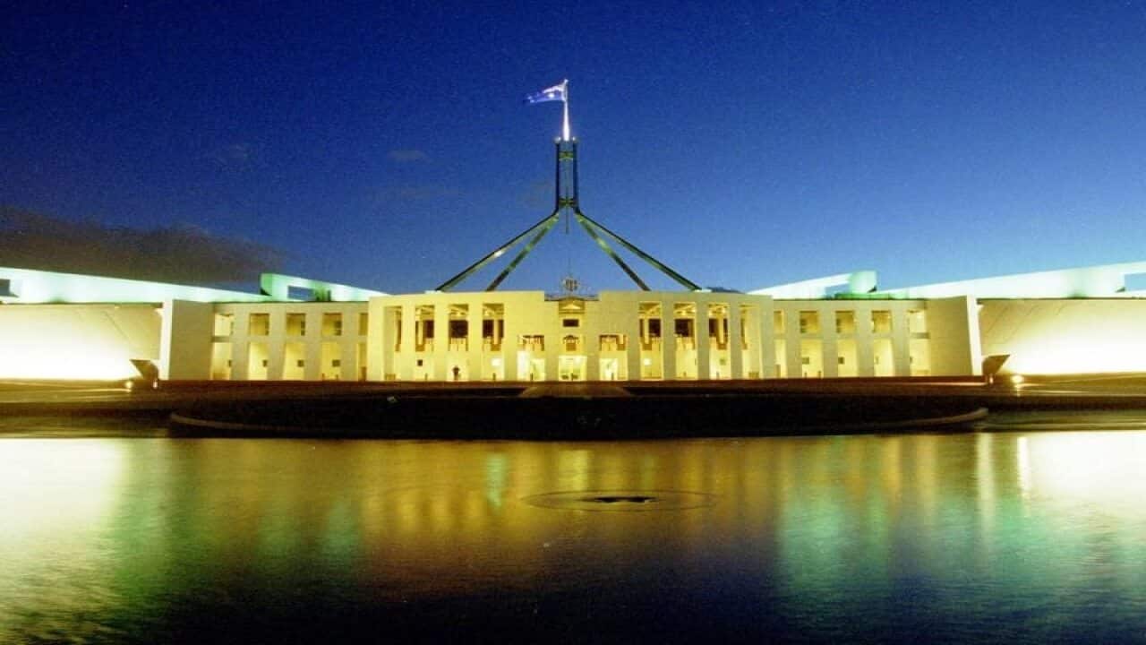 Frontis del Parlamento en Canberra.