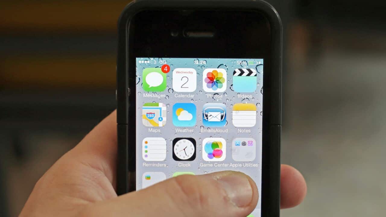 A person using an iPhone.