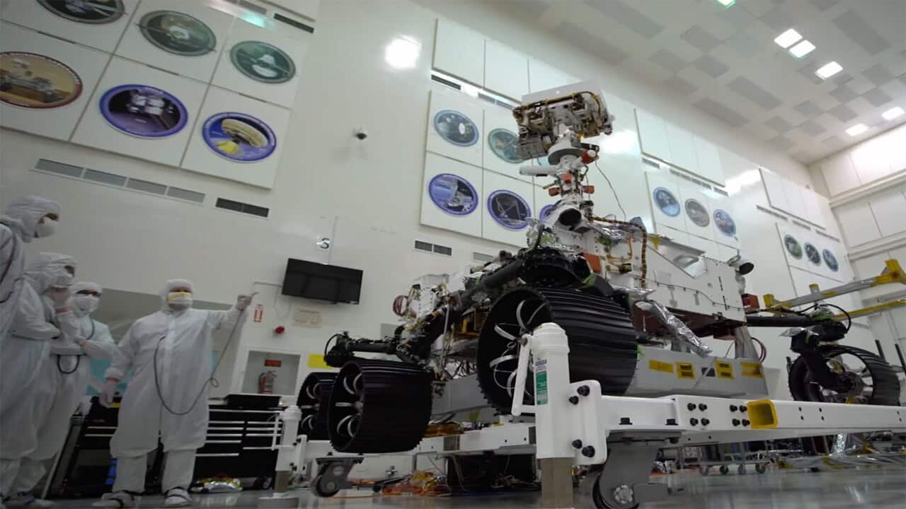Space rover inside factory being developed