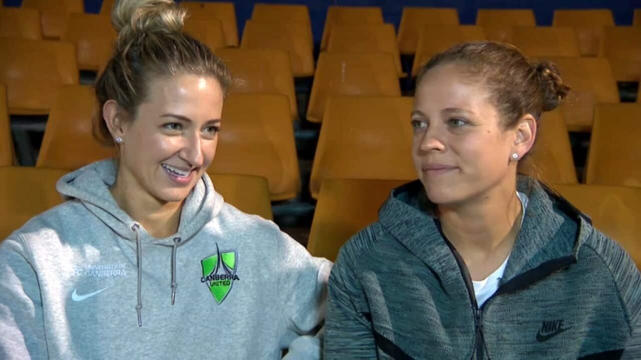 Chantel Jones (right) and her wife and playing partner Grace Gill