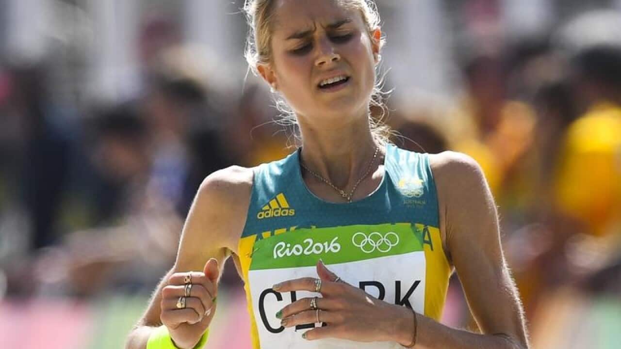 Milly Clark after finishing the marathon at the Rio Olympics.