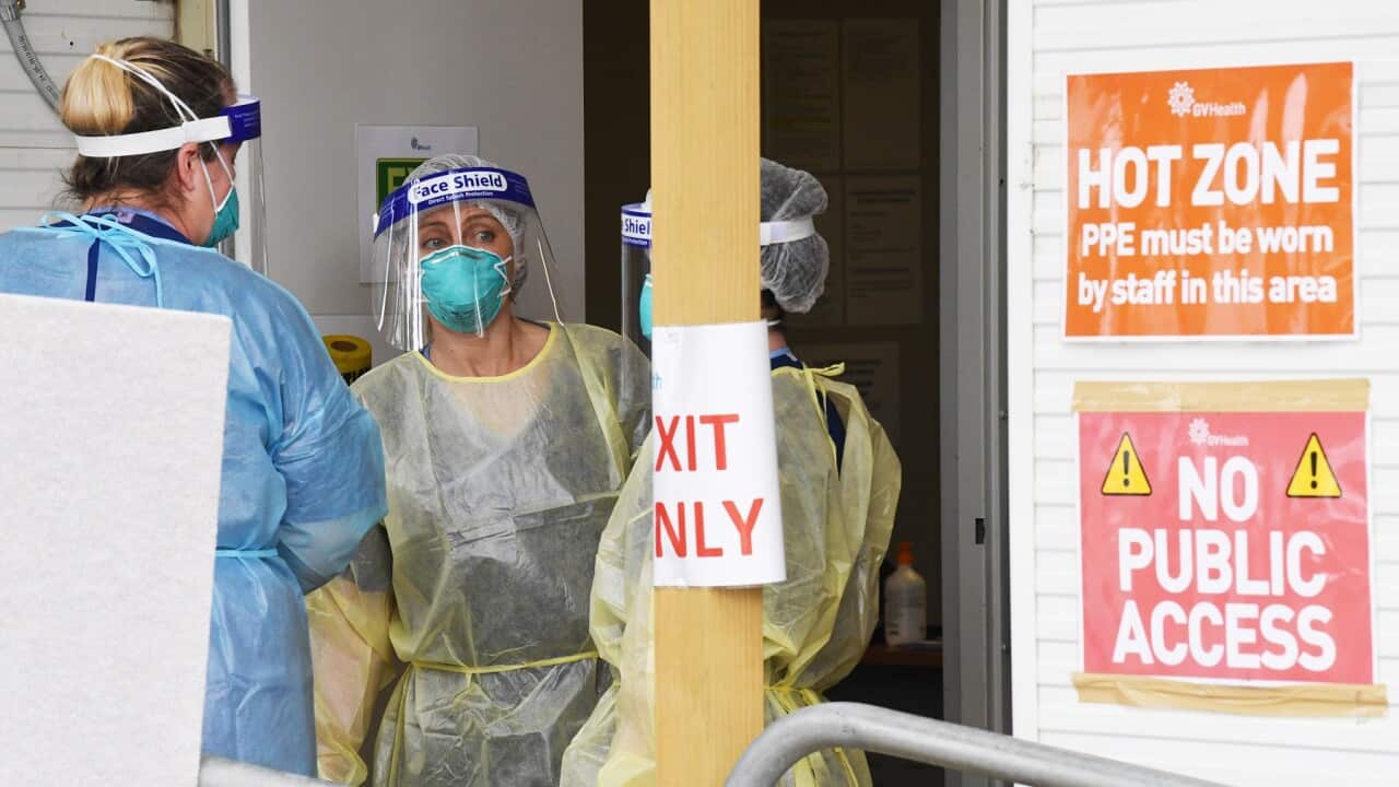 Healthcare workers at a Covid19 testing facility in Shepparton, VIC