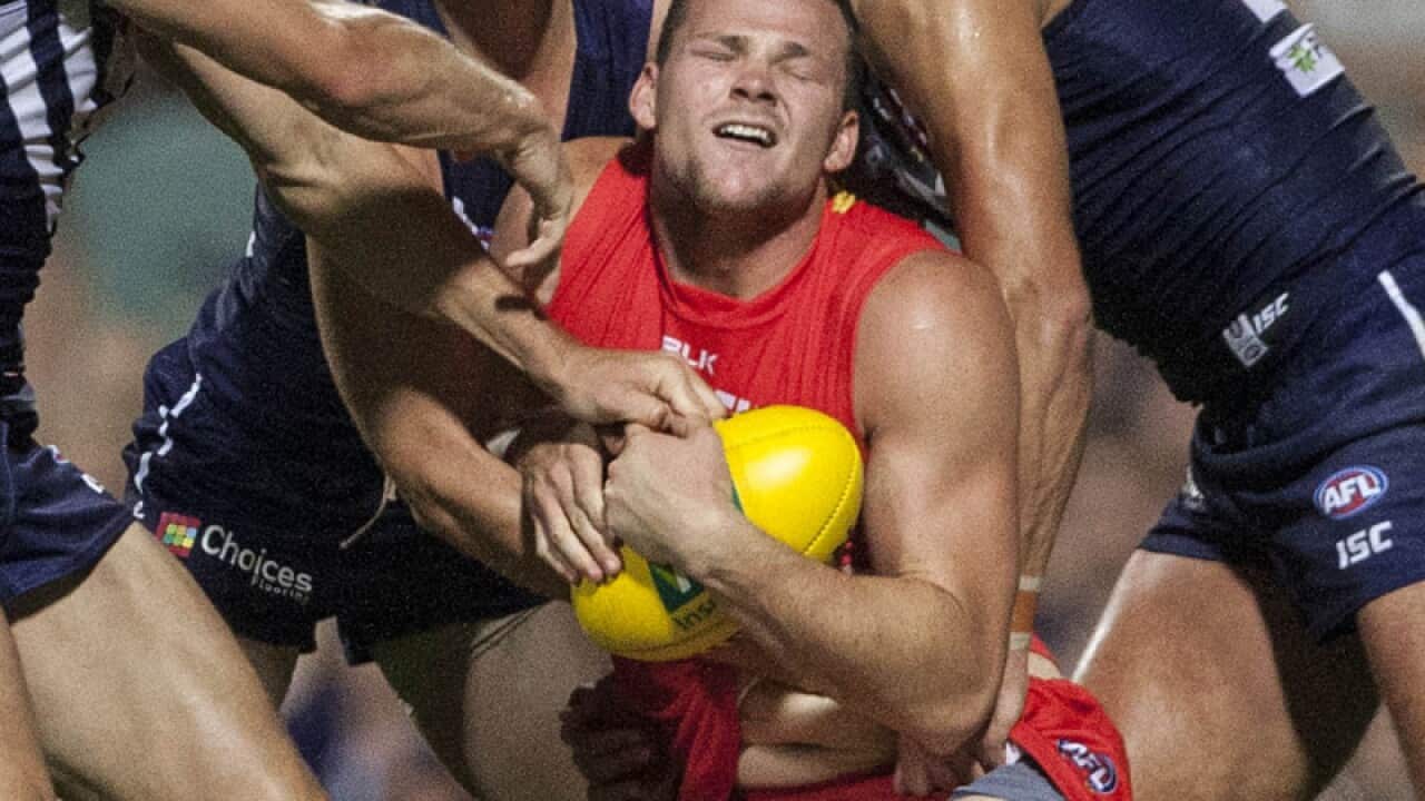 Steven May of the Gold Coast Suns