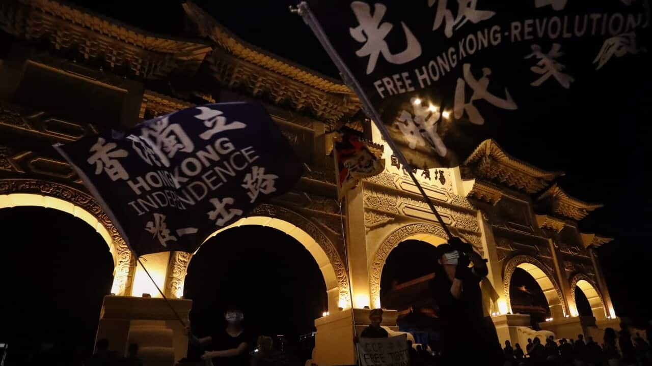 A protest In Taipei in support of Hongkongers
