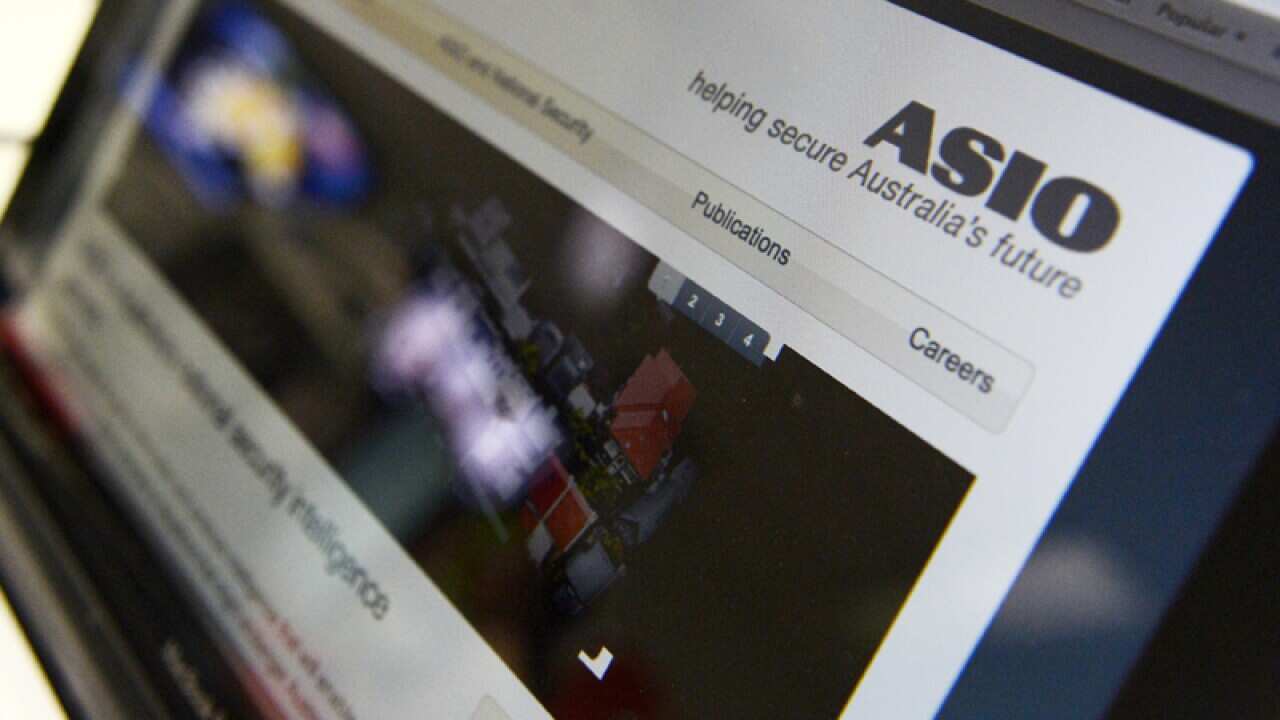 A file photo of the ASIO homepage