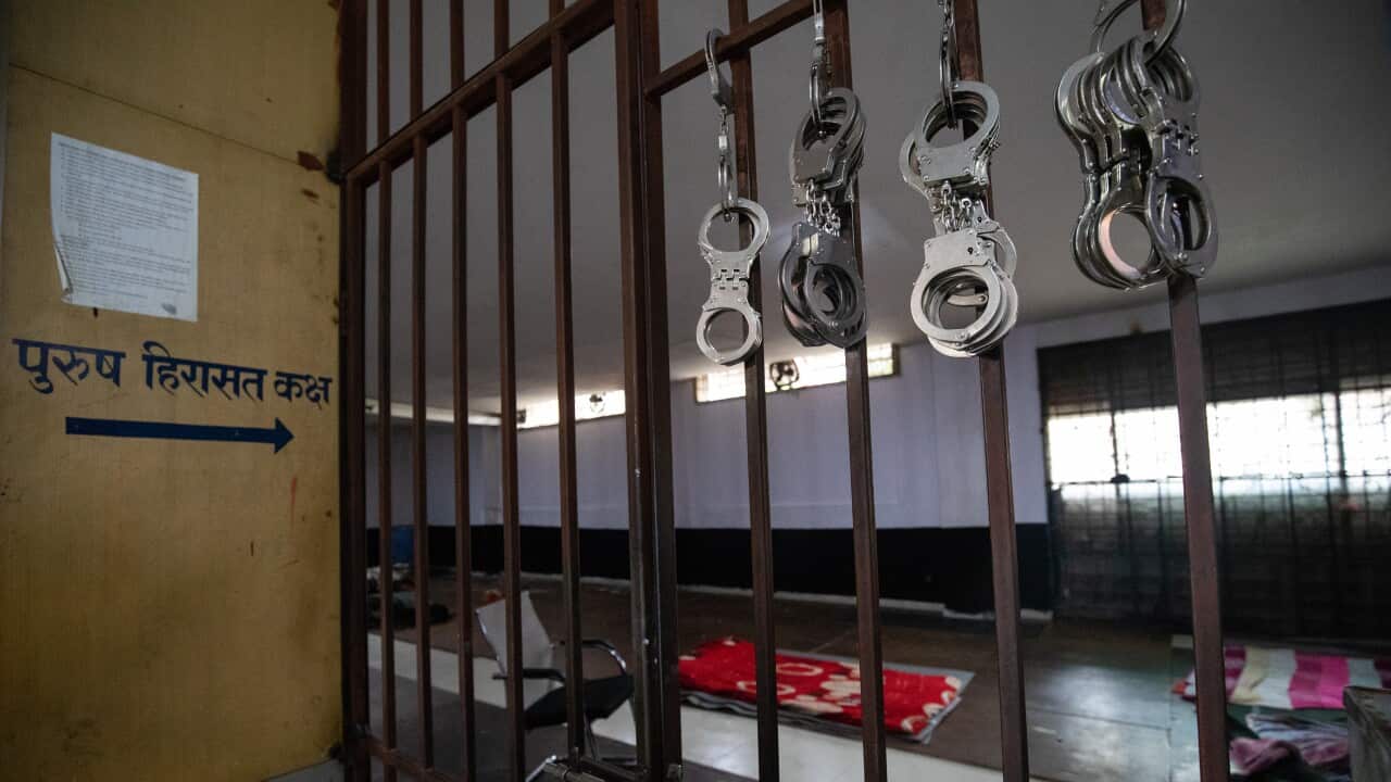 View of an empty metropolitan police lockup room during the 38th day of a nationwide lockdown in Nepal to curb the spread of Coronavirus.