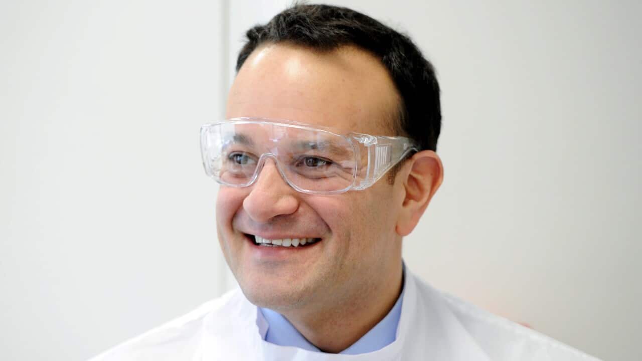 Irish Prime Minister Leo Varadkar visiting the National Virus Reference Laboratory in Dublin, Ireland, 18 March, 2020.