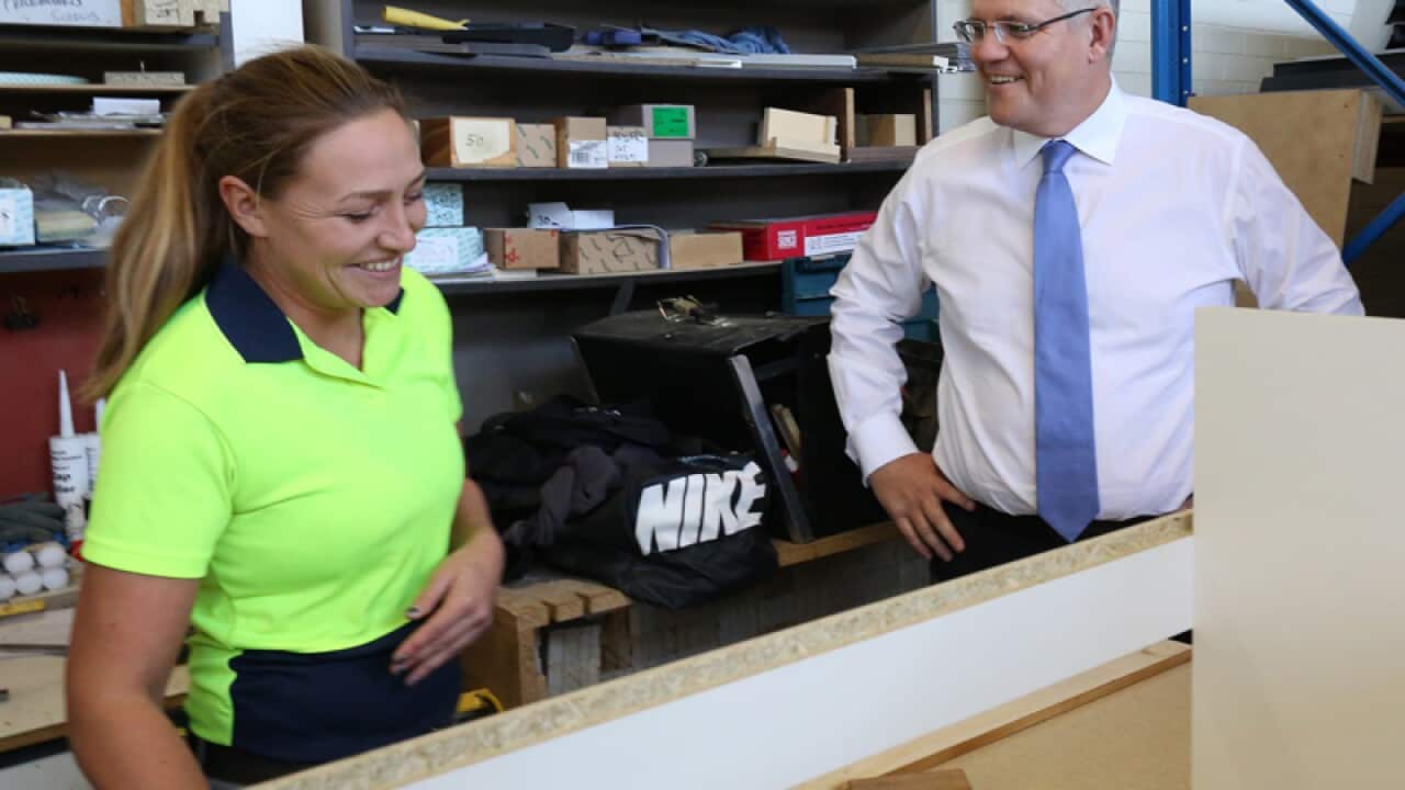 Treasurer Scott Morrison at a small business in western Sydney