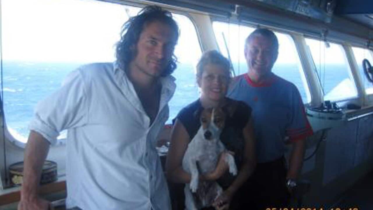 The crew of a yacht that sank in the Atlantic Ocean