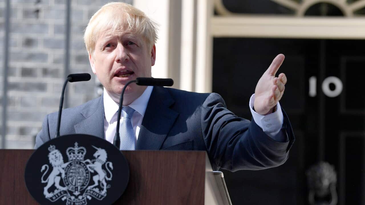 New Prime Minister Boris Johnson speaks to media outside Number 10, Downing Street 