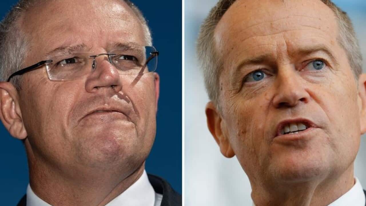 A composite image of PM Scott Morrison and Labor's Bill Shorten