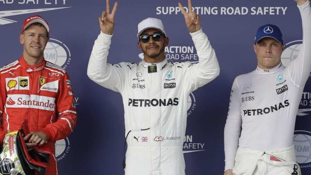 Sebastian Vettel, Lewis Hamilton and Valtteri Bottas