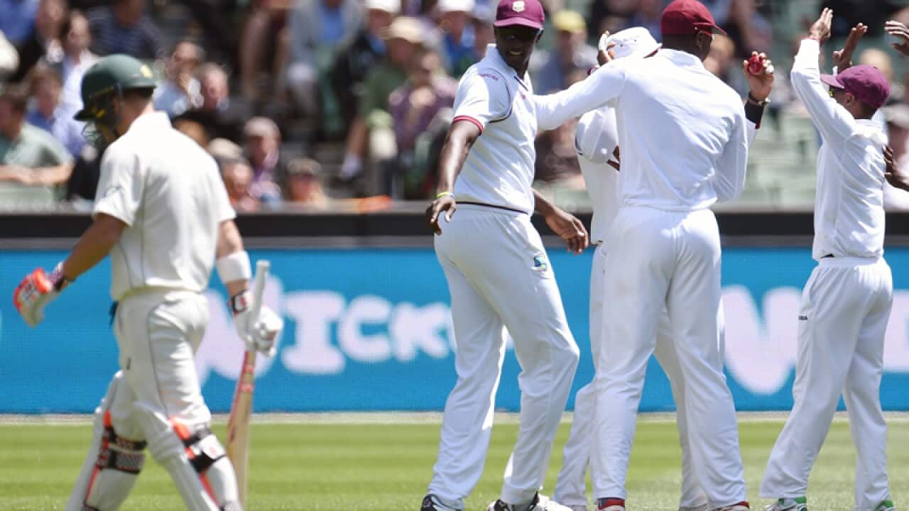 David Warner of Australia walks a off the field