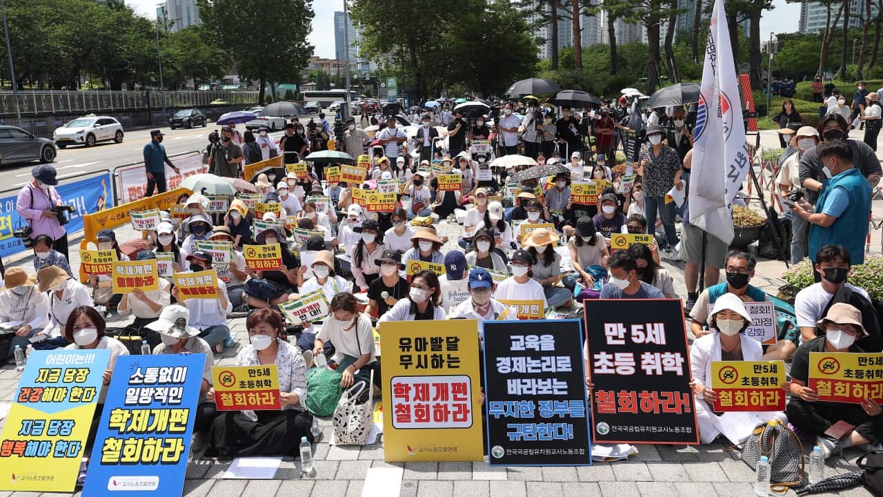 SOUTH KOREA PROTEST ELEMENTARY SCHOOL ENTRY AGE