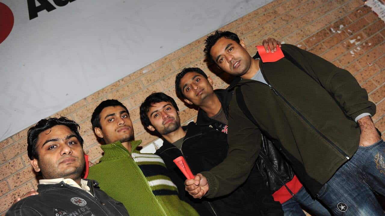 Indian students gather together for prot