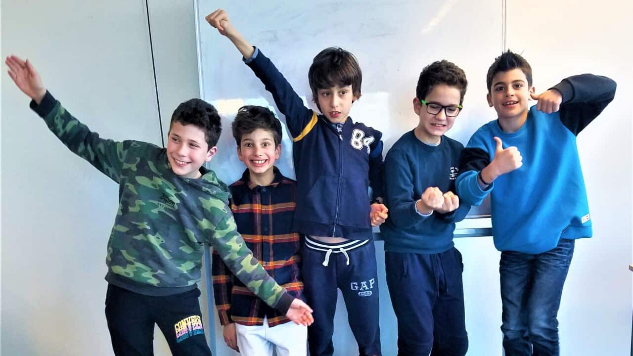 Greek language school students.