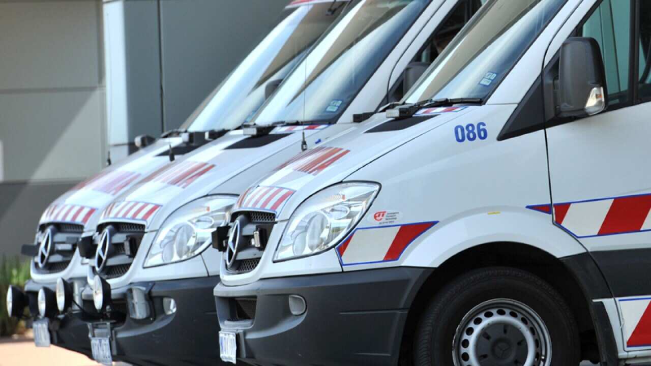 Ambulances outside a hospital